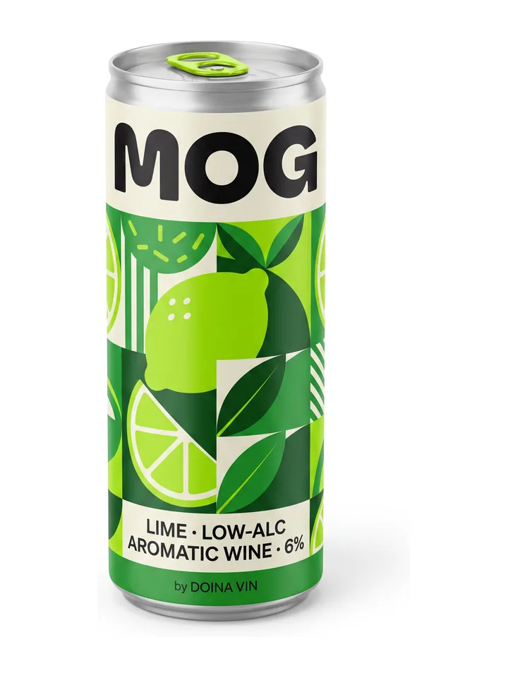 Doză MOG verde, cu felii de lime în forme geometrice