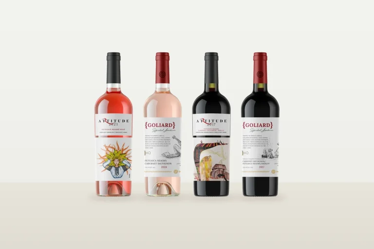 Vinuri cu Fetească Neagră: Artitude Fetească Neagră Rosé, Goliard Rosé 2024, Artitude Trilogy 2017 și Goliard Red Reserve 2017