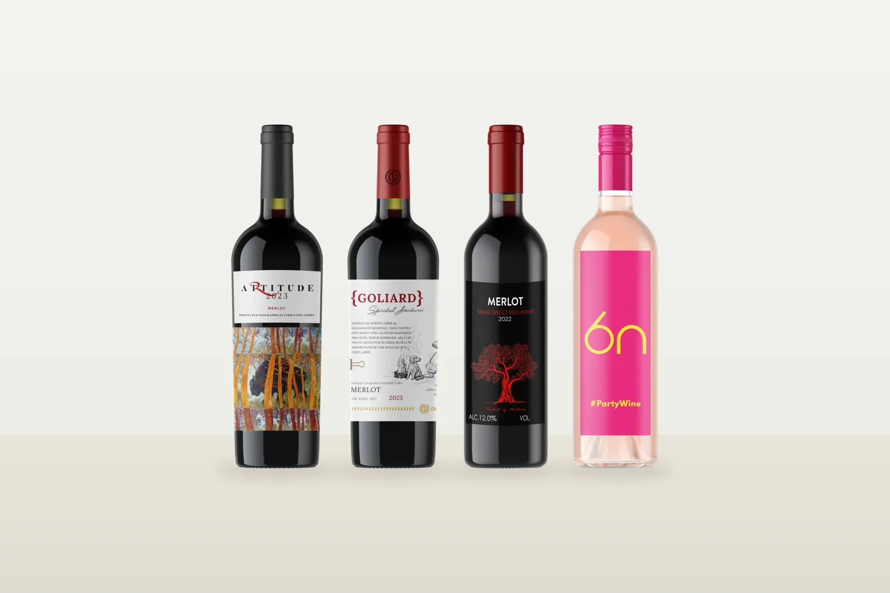 Vinuri din Merlot: Artitude Merlot 2023, Goliard Merlot 2023, Arborele Merlot și 6N Merlot Rosé